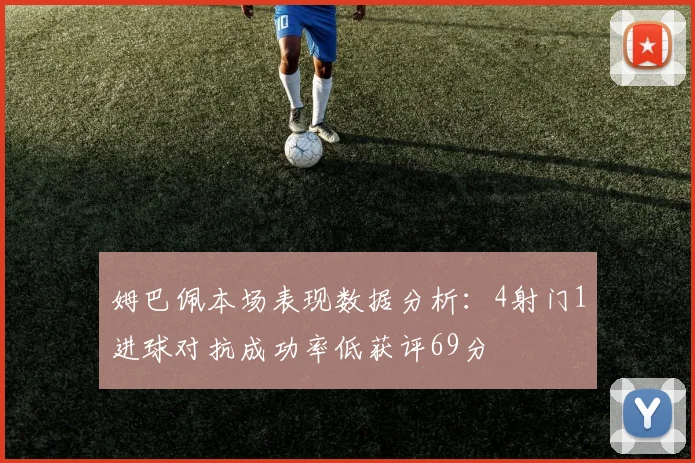 姆巴佩本场表现数据分析：4射门1进球对抗成功率低获评69分